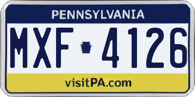 PA license plate MXF4126