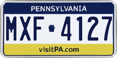 PA license plate MXF4127