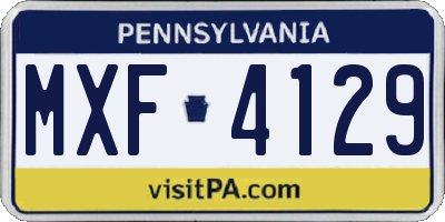 PA license plate MXF4129