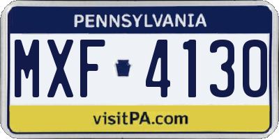 PA license plate MXF4130