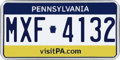 PA license plate MXF4132