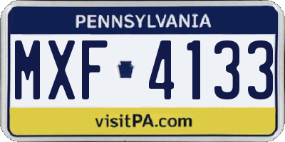PA license plate MXF4133