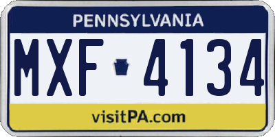 PA license plate MXF4134