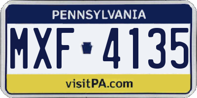 PA license plate MXF4135
