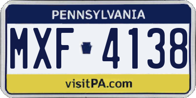 PA license plate MXF4138