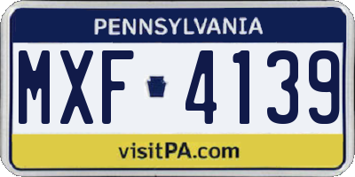 PA license plate MXF4139