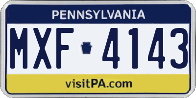 PA license plate MXF4143