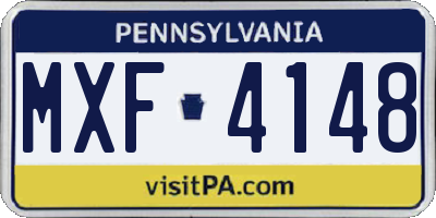 PA license plate MXF4148