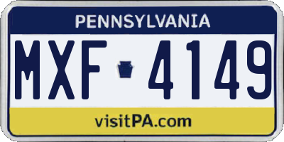 PA license plate MXF4149