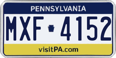 PA license plate MXF4152