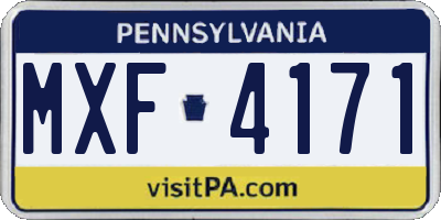 PA license plate MXF4171