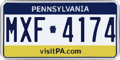 PA license plate MXF4174