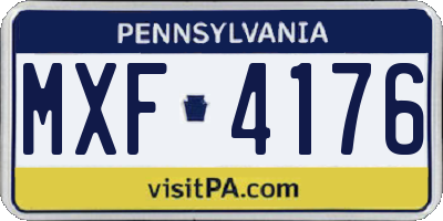 PA license plate MXF4176