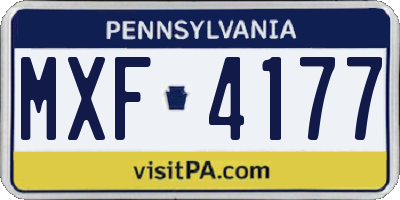 PA license plate MXF4177