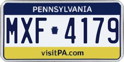 PA license plate MXF4179