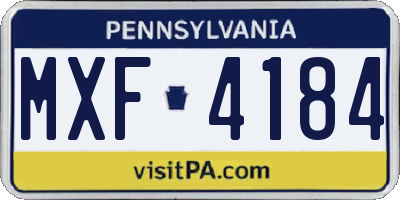 PA license plate MXF4184