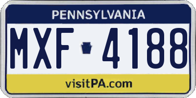 PA license plate MXF4188