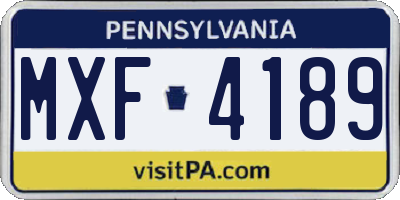 PA license plate MXF4189