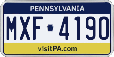 PA license plate MXF4190
