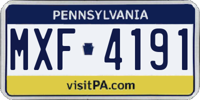 PA license plate MXF4191