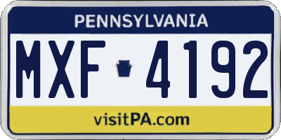 PA license plate MXF4192