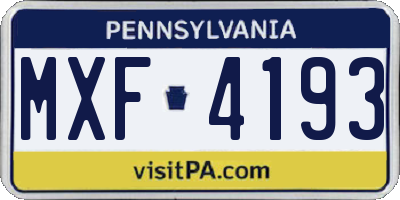PA license plate MXF4193