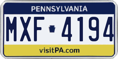 PA license plate MXF4194
