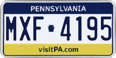 PA license plate MXF4195