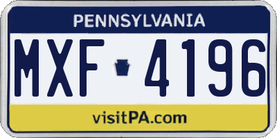 PA license plate MXF4196