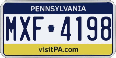 PA license plate MXF4198