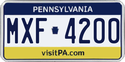 PA license plate MXF4200