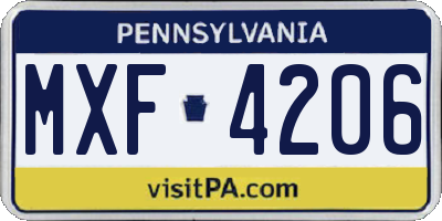 PA license plate MXF4206