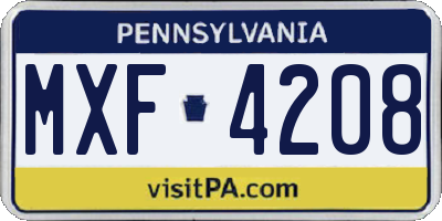 PA license plate MXF4208