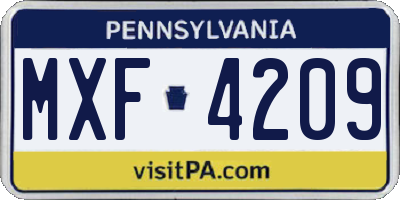 PA license plate MXF4209