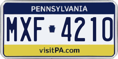 PA license plate MXF4210