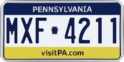 PA license plate MXF4211