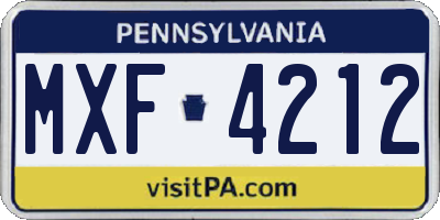 PA license plate MXF4212
