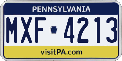 PA license plate MXF4213