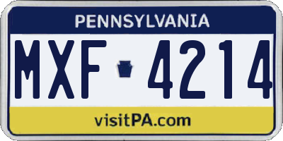 PA license plate MXF4214