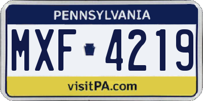 PA license plate MXF4219