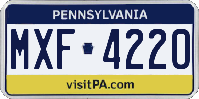 PA license plate MXF4220