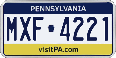 PA license plate MXF4221