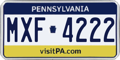 PA license plate MXF4222