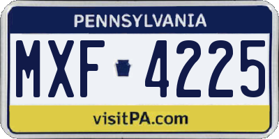 PA license plate MXF4225