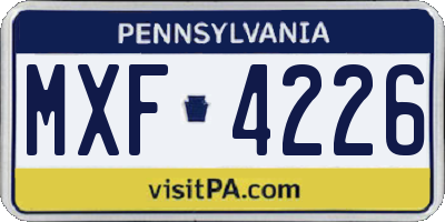 PA license plate MXF4226