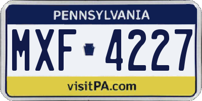 PA license plate MXF4227