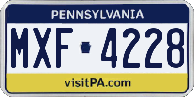 PA license plate MXF4228
