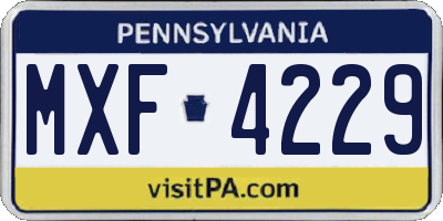PA license plate MXF4229