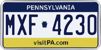 PA license plate MXF4230