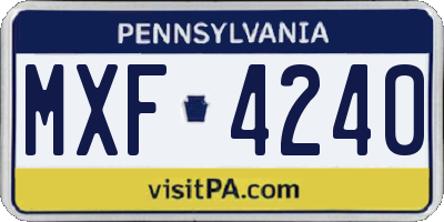 PA license plate MXF4240